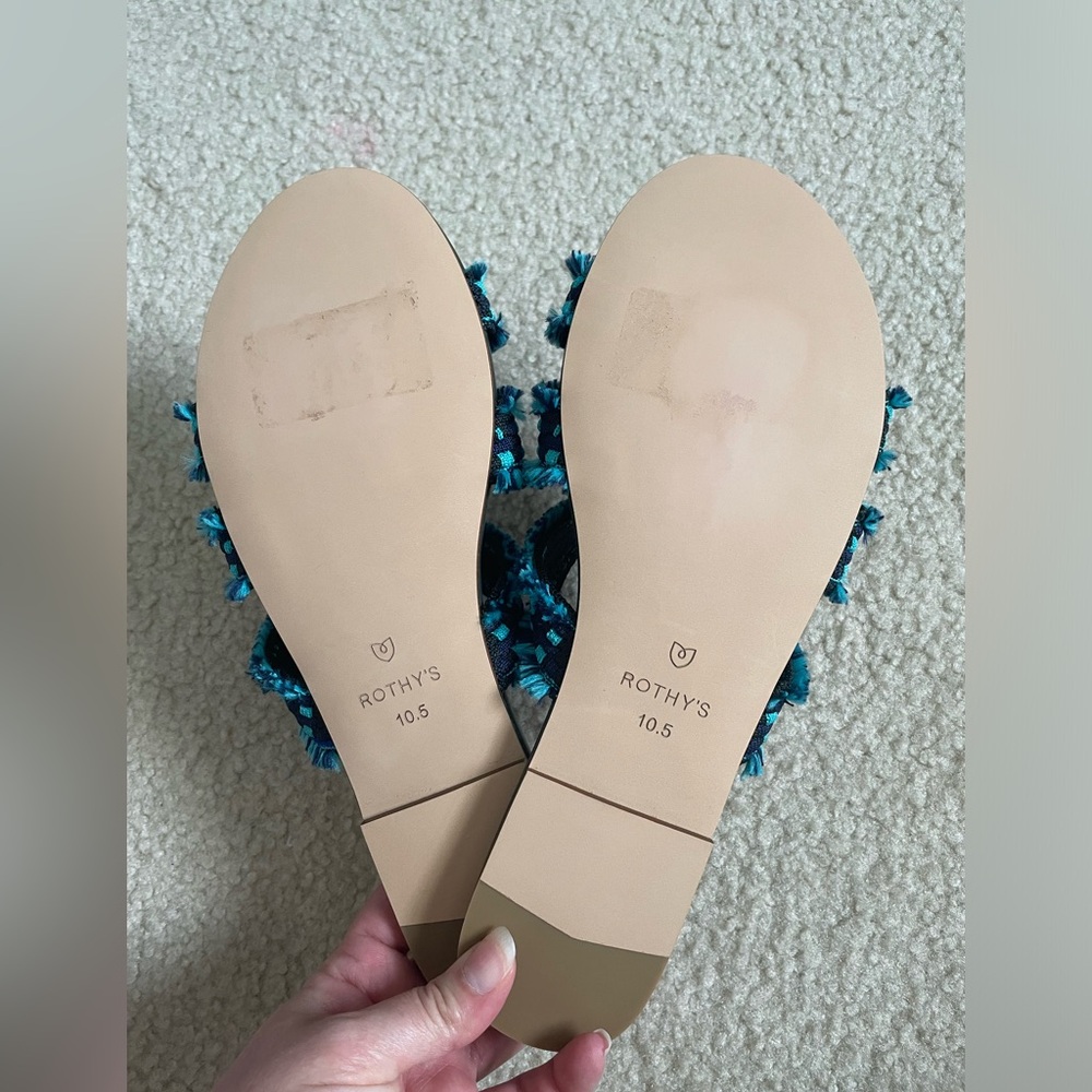 Rothy’s Teal Fringe Strap Sandals - Picture 2 of 4
